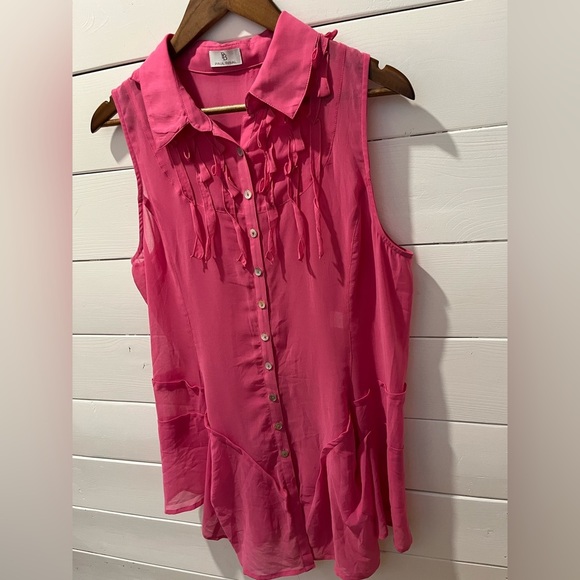Paul Brial sleeveless ruffled blouse – Size 4 12US - Picture 8 of 10